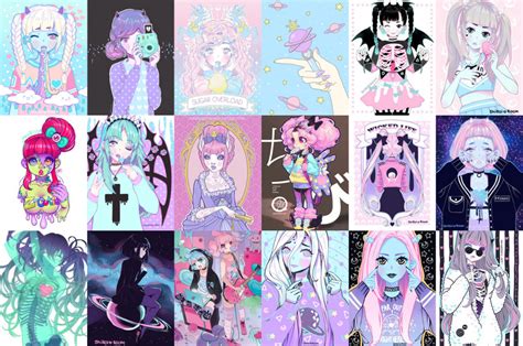 Pastel Goth Poster Set By Teanmoon Sims 4 Anime Sims 4 Sims