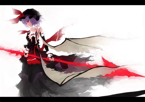 Dress Gloves Hat Nanahara Fuyuki Purple Hair Red Eyes Remilia Scarlet