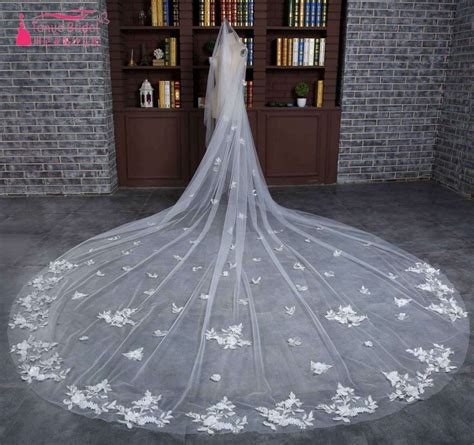 Real Photos Lace Appliques Wedding Veils 3 Meters Long Bridal Veil