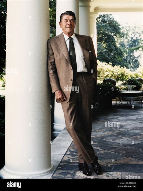 A Relaxed Portrait Of President Ronald Reagan On The White House