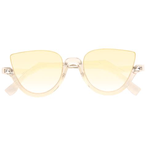 Dua Lipa Style Half Rimmed Color Tint Cat Eye Celebrity Sunglasses Cosmiceyewear