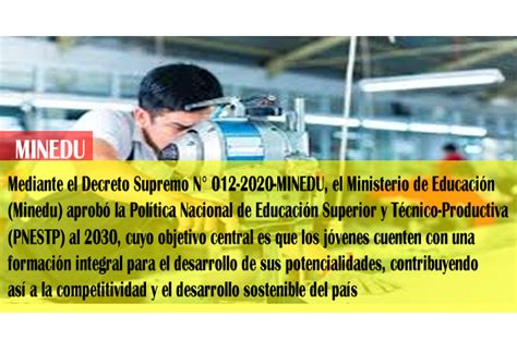 Minedu Aprueba La Política Nacional De Educación Superior Y Técnico Productiva Al 2030 Youteacher