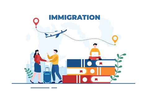 Immigration Template Hand Drawn Cartoon Flat Illustration Of Document With Visa And Passport For