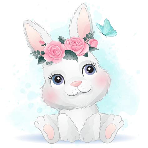 Cute Little Bunny With Watercolor Illustration 2063632 Vector Art At Vecteezy