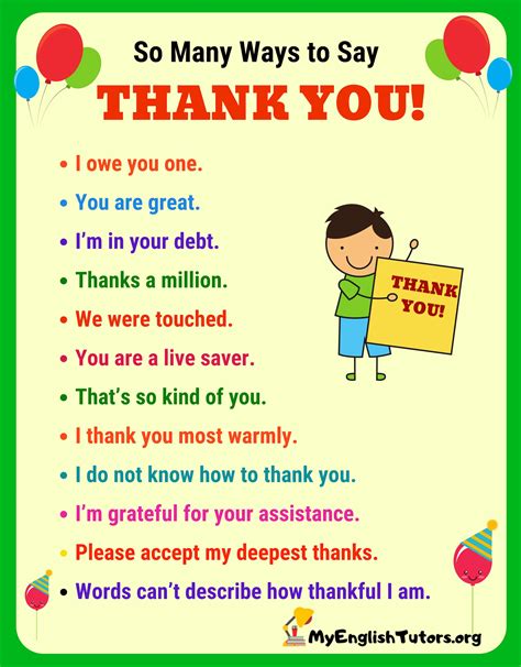 So Many Ways to Say THANK YOU - My English Tutors