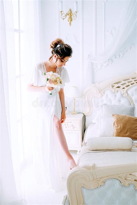 Bridal Morning Getting Ready For The Wedding Ceremony Stock Image Image Of Nightie Interior