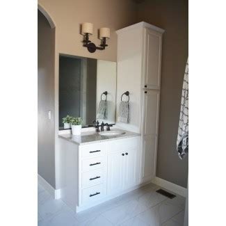 Bright lights often tend to make a room feel more energetic as well as open, while a dark illumination scheme will certainly develop a sense of intimacy and nearness that will certainly attract people. Bathroom Vanity and Linen Cabinet Combo You'll Love in ...