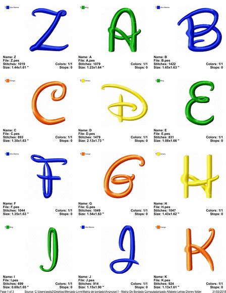 Matriz De Bordado Alfabeto Letras Disney 2cb