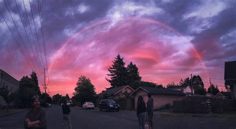Last night’s “sunset rainbow” as seen from the Columbia neighborhood