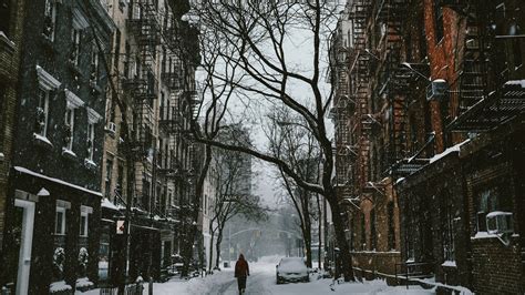 New York House Snow Street 4k Hd Travel Wallpapers Hd Wallpapers Id