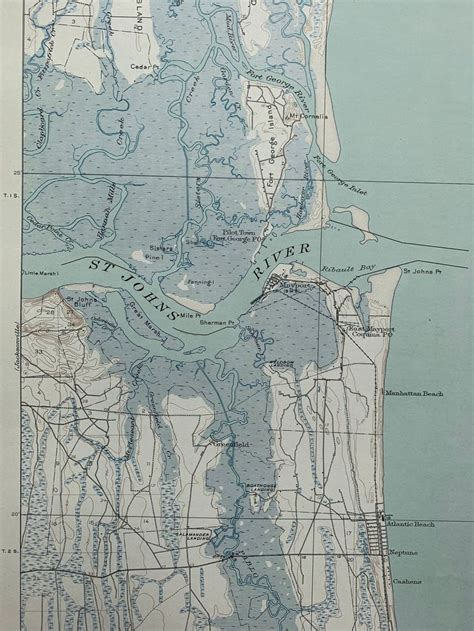 Vintage Jacksonville Beach Florida 1918 Survey Map Mayport Etsy