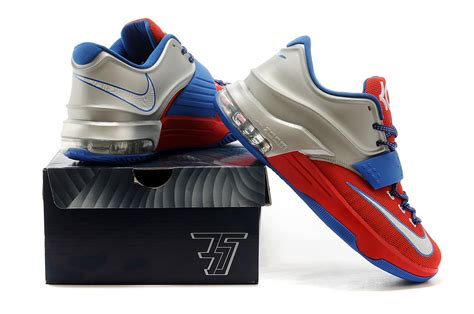New Nike Kevin Durant 7 Red Blue White Logo Shoes On Hot Discount Sale