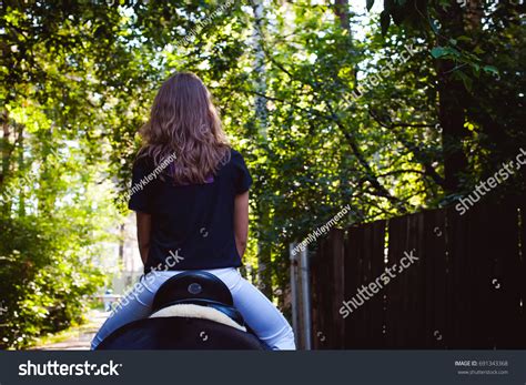 Emotional Portrait Horsewoman Rider Woman Astride Stock Photo 691343368
