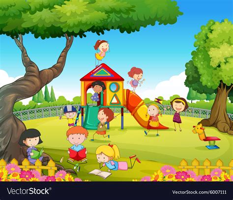 Children Playing In The Playground Royalty Free Vector Image