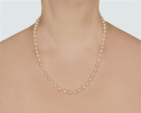 Antique Pearl Necklace With Diamond Clasp Edwardian Single Strand Pearl