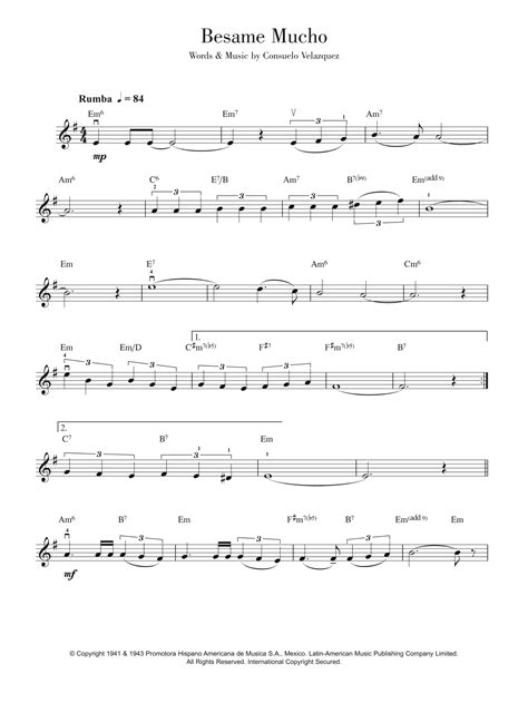 Besame Mucho Kiss Me Much Violin Solo Print Sheet Music Now