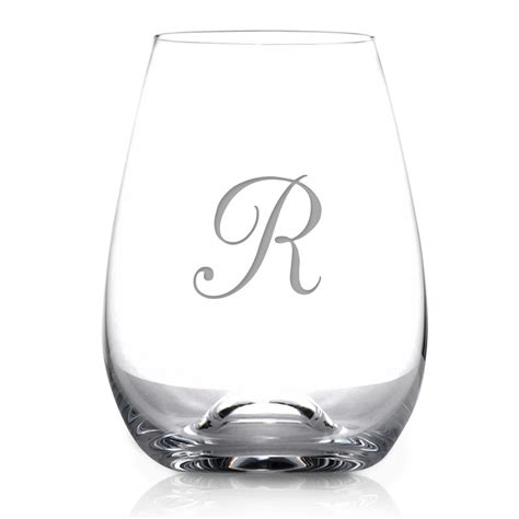 Monogrammed 6 Piece Stemless Tuscany Wine Glass Set By Lenox