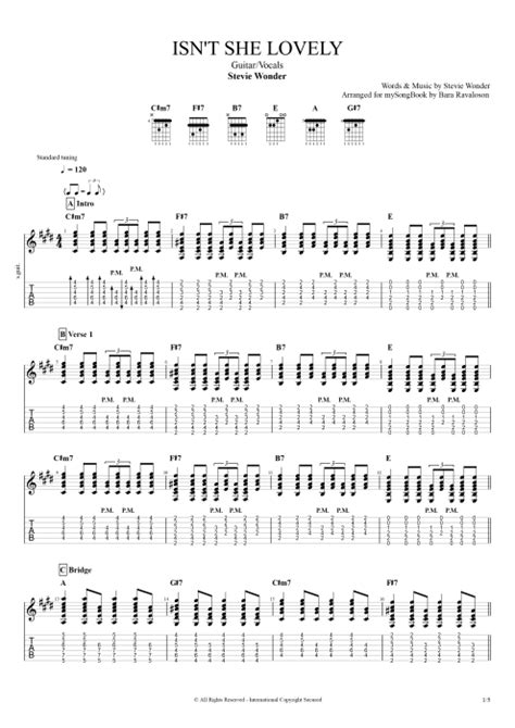 Isnt She Lovely By Stevie Wonder Guitar And Vocals Guitar Pro Tab