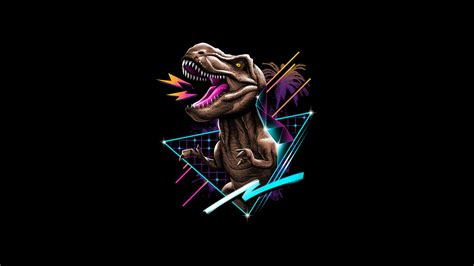 Tyrannosaurus Rex Dinosaur Retrowave Wallpaper Hd Artist 4k Wallpapers