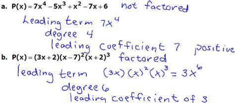 Learn how to find the degree and the leading coefficient of a polynomial expression. Polynomial functions and their graphs