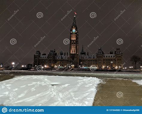 Parliament Hill During Winter Night Stock Photo Image Of Night