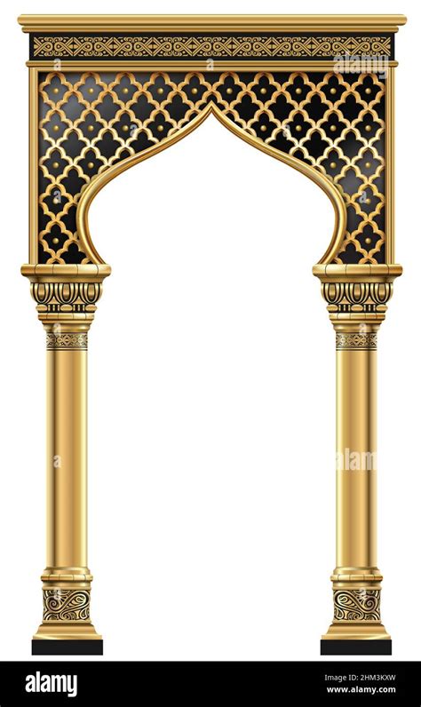 Golden Luxury Classic Arch With Columns The Portal In Baroque Style