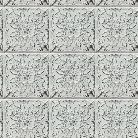 Old White Wood Ceiling Tiles Panels Texture Seamless 04622