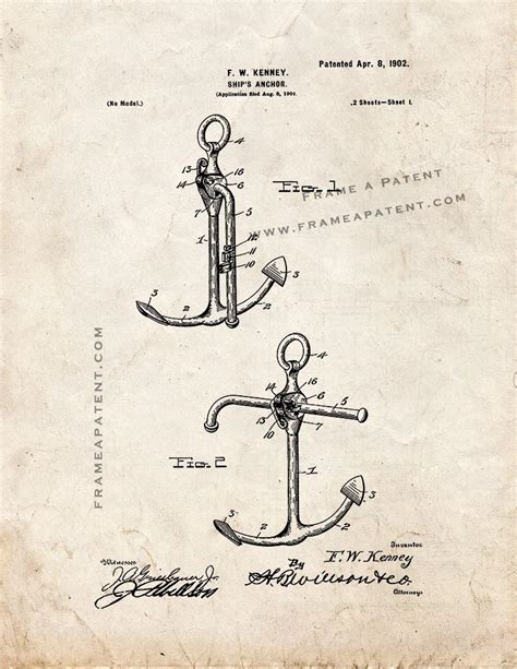Ships Anchor Patent Print Old Look Art Posters