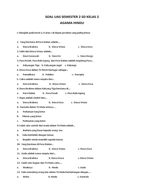 We did not find results for: Soal Uas Semester 2 Sd Kelas 2 Agama Hindu