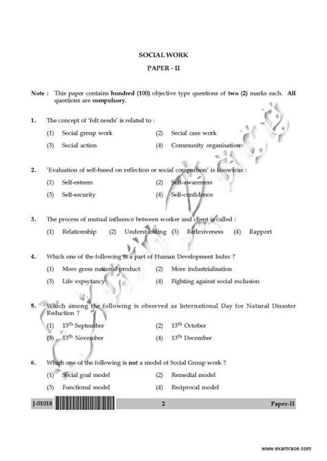 Best Objective Type Questions And Answers On Social Work 2023 2024