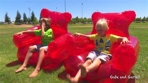 Giant Beach Ball Challenge Gummy Chairs And Knockerballs Youtube