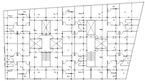 3 Bhk Apartment Cluster Plan Drawing Cadbull
