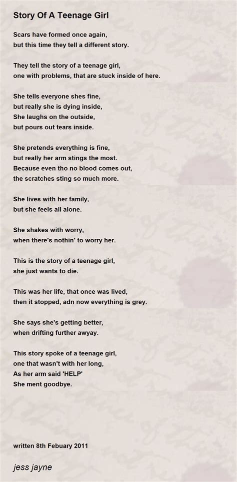 Story Of A Teenage Girl Story Of A Teenage Girl Poem By Jess Jayne