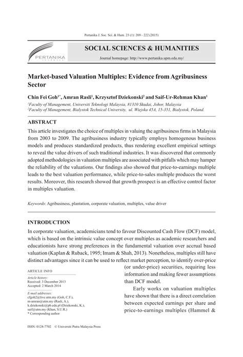 The valuer will start by calling the client and request for a sale and purchase. (PDF) Market-based Valuation Multiples: Evidence from ...