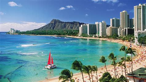 Hawaii City Beach Desktop Wallpaper ХД 2560x1440