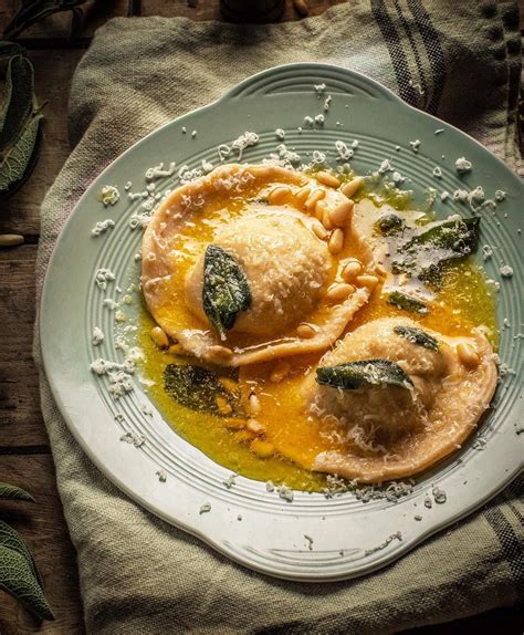 Ravioli Filled With Mozzarella Ricotta And Spinach In A Sage Butter
