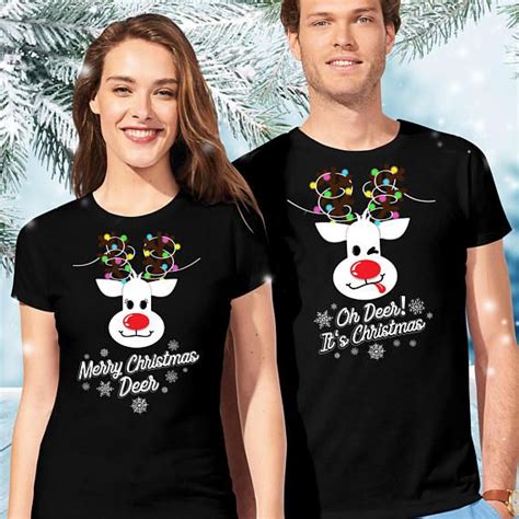 These Cute Christmas Mr And Mrs T Shirts With Snowflake Pattern Is An