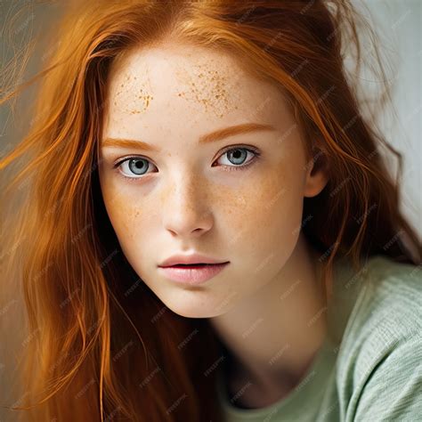 Free Ai Image Close Up On Beautiful Red Head Girl Portrait