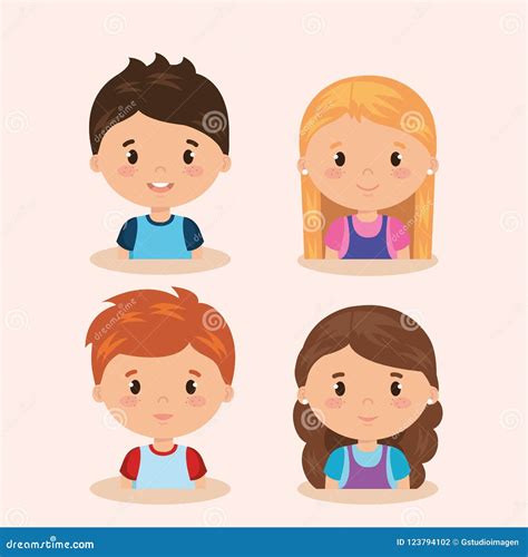 Cute And Little Kids Group Stock Vector Illustration Of Beauty 123794102