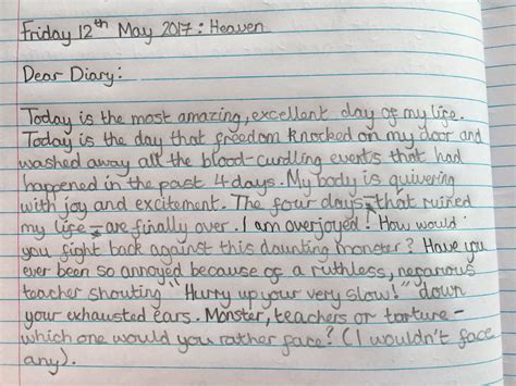 Writing A Diary Entry Year 1985