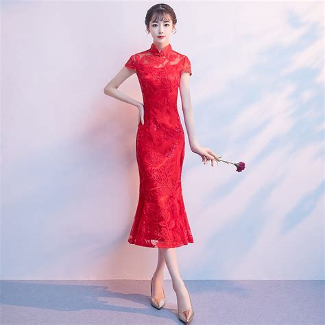 Buy Chinese Red Bride Wedding Evening Party Dress