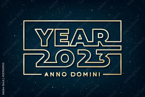 Year 2023 Glossy Gold Future Space Style Logo And Latin Anno Domini