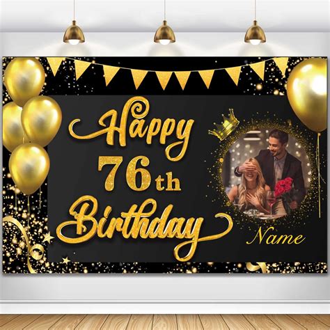 Custom Happy 76th Birthday Decorations Banner 76 Years Old