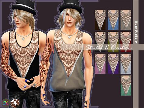 Studio K Creation Lace Tank Top For Male • Sims 4 Downloads