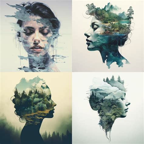 Double Exposure AI Art Style Ethereal Fusion Double Exposure Stable Diffusion Double