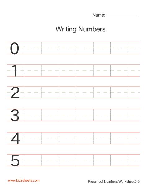 Writing Numbers For Kindergarten