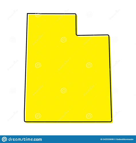 Illustrated Map Of Utah State Usa Cartoon Vector