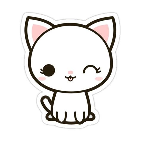 Kawaii White Cat Sticker By Peppermintpopuk In 2021 Cute Drawings