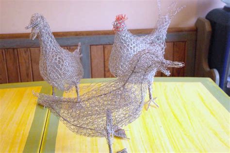 There are four pairs of wires in an ethernet cable, and an ethernet connector (8p8c) has eight pin slots. Chicken Wire Sculpture - Hens + Ducks - ArtisOn