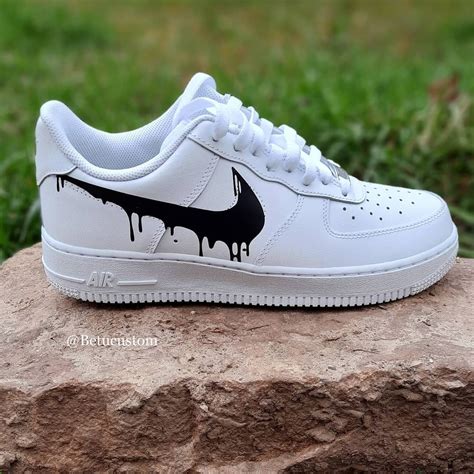 Nike Air Force 1 Drip Black Custom Sneaker Af1 Etsy Österreich